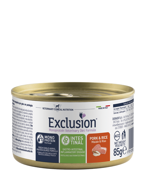 EXCLUSION INTESTINAL DIET PER CANI CON MAIALE E RISO MEDIUM LARGE